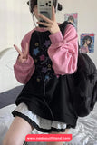 Long Sleeve Two Colors Stars Pattern Sweatshirt