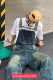Loose Retro Men Jeans Jumpsuit