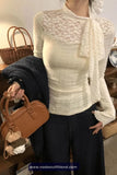Long Sleeve Sling Lace Neck Style Elegant Shirt