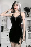 Sexy Dark Theme Mini Slit Dress