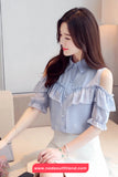 Short Sleeve Off Shoulder Sexy Office Blouse Shirt