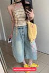 Loose Knee Length Casual Denim Shorts