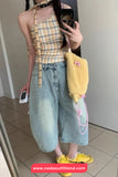 Loose Knee Length Casual Denim Shorts