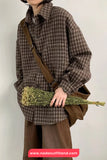 Long Sleeve Turn Down Collar Classic Plaid Blouse Shirt