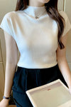 Casual High Neck Knitted Slim Shirt