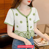 Short Sleeve Elegant Colors Crochet Summer Shirt