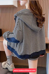 Long Sleeve Striped Colors Zipper Hoodie