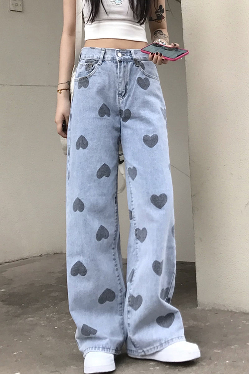 Heart Full Pattern Long Jeans Pants – Nada Outfit Land