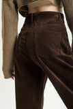 High Waist Retro Coffee Colors Corduroy Long Pants