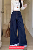 High Waist Bow Plaid Patchwork Jeans Pants