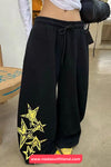 Loose Wide Leg Stars Pattern Home Wear Sweatpants