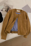 Long Sleeve Suede Short Jacket