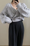 Long Sleeve Cross Neck Knitted Sweater