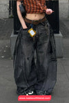 High Waist Loose Wide Leg Women Black Jeans Pants