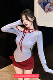 Long Sleeve Sexy Skew Collar Irregular Crop Tops