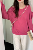 Long Sleeve O-Neck Off Shoulder Sweater