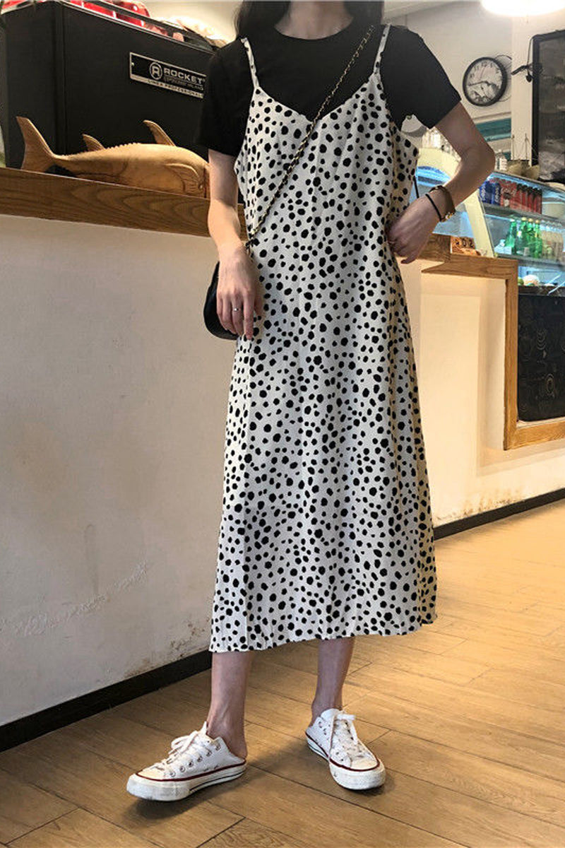 Sleeveless Dot Pattern Strappy Long Dress – Nada Outfit Land