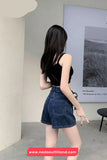 Retro Dark Blue Casual Denim Shorts