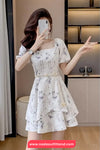Short Sleeve Chinese Pattern A-Line Dress