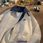 Vintage Turn Down Collar Zipper Jacket