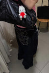Loose Retro Back Embroidered Black Jeans Pants