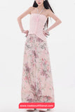 High Waist Floral Pattern Pink Pants