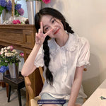 Short Sleeve Peter Pan Collar Cute Lace Shirt