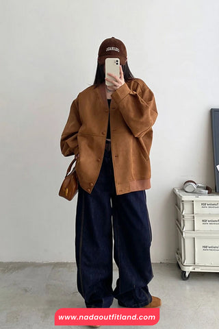 Long Sleeve Vintage Suede Coat Jacket