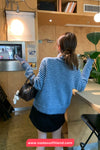 Long Sleeve Retro Striped Scarf Elegant Sweater