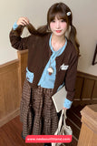 Long Sleeve Cute Bow Dots Pattern Pocket Cardigan Sweater