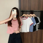 Short Sleeve O-Neck Cute Colors Shirts