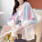 Long Sleeve Gradient Colors Hooded Thin Jacket