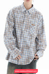 Long Sleeve Retro Plaid Tie Dye Style Blouse Shirt
