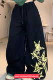 Loose Wide Leg Stars Pattern Home Wear Sweatpants