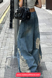Loose Hole Ripped Vintage Jeans Pants