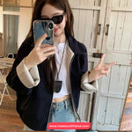 Long Sleeve Double Sided Striped Turn Down Collar Jacket