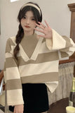 V-Neck Fake Two Striped Sweater