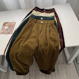 High Waist Retro Corduroy Long Pants