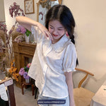 Short Sleeve Peter Pan Collar Cute Lace Shirt