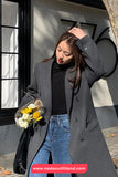 Elegant Woolen Long Blend Coat Jacket