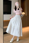 High Waist Floral Ruffles Sweet Long Skirts