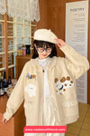 Cute Puppy Cartoon Embroidered Knitted Cardigan Sweater