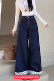 High Waist Bow Plaid Patchwork Jeans Pants