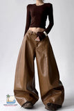 Loose PU Leather Wide Leg Fashion Pants