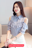Short Sleeve Off Shoulder Sexy Office Blouse Shirt