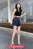 Retro Dark Blue Casual Denim Shorts