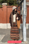 High Waist Retro Pattern Woolen Long Skirts