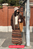 High Waist Retro Pattern Woolen Long Skirts