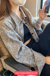 Long Sleeve Retro Grey Plaid Casual Button Jacket
