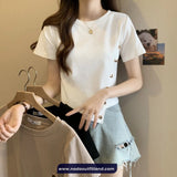 Short Sleeve Asymmetrical Design Side Button Shirt